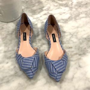 Nine West light  blue flats striped size 6.5 womans